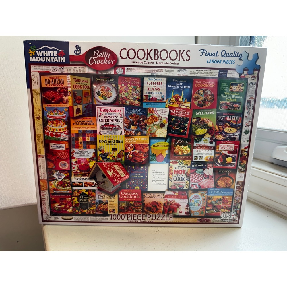 White Mountain Puzzles Betty Crocker Cookbooks 1000 Piece Jigsaw Puzzle 1358 NEW